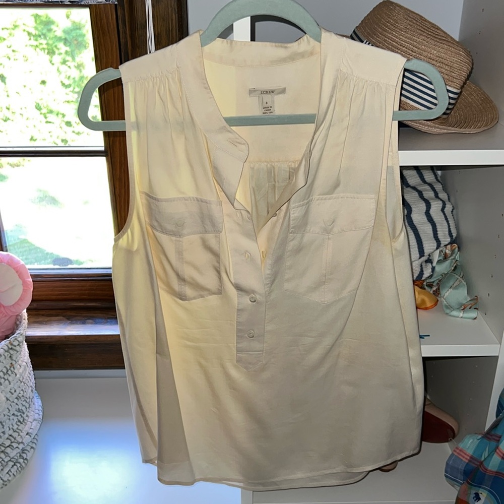 🤍Jcrew🤍 GUC S8 Silk Half Button Sleeveless Top.